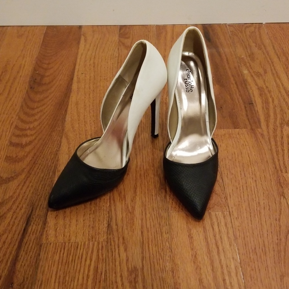B&W Faux Leather Charlotte Russe Heels